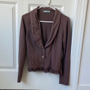 Maurices Brown Fringed Blazer